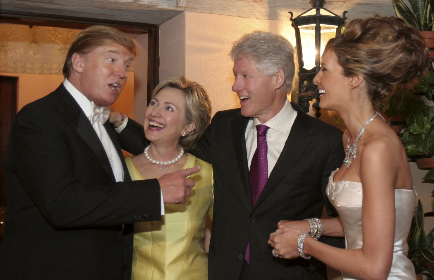 The Trumps and Clintons just chilling, planning our demise at the 14th Annual Trump Wedding.